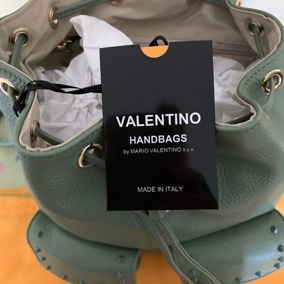 NWT Valentino Backpack Rockstud Green Leather Authentic - Picture 5 of 16